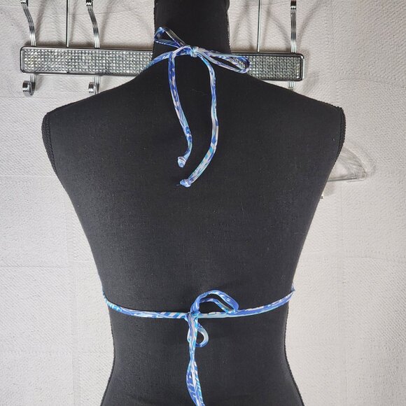 Beach Melissa Odabash Sky Blue Lined Nylon Span Poly Halter Bikini Swim Top Sz S - Picture 9 of 16